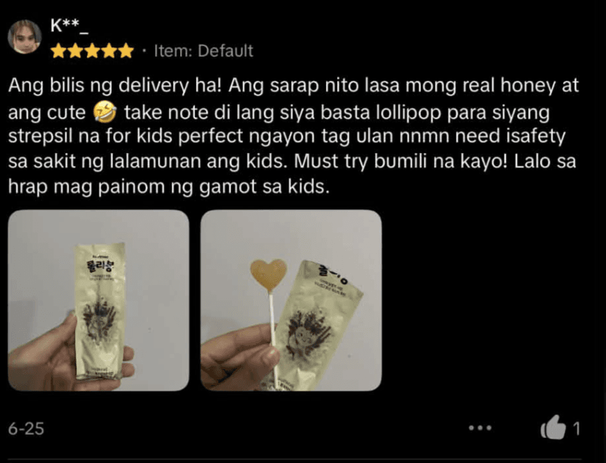 Customer marketplace review of Lollibongs